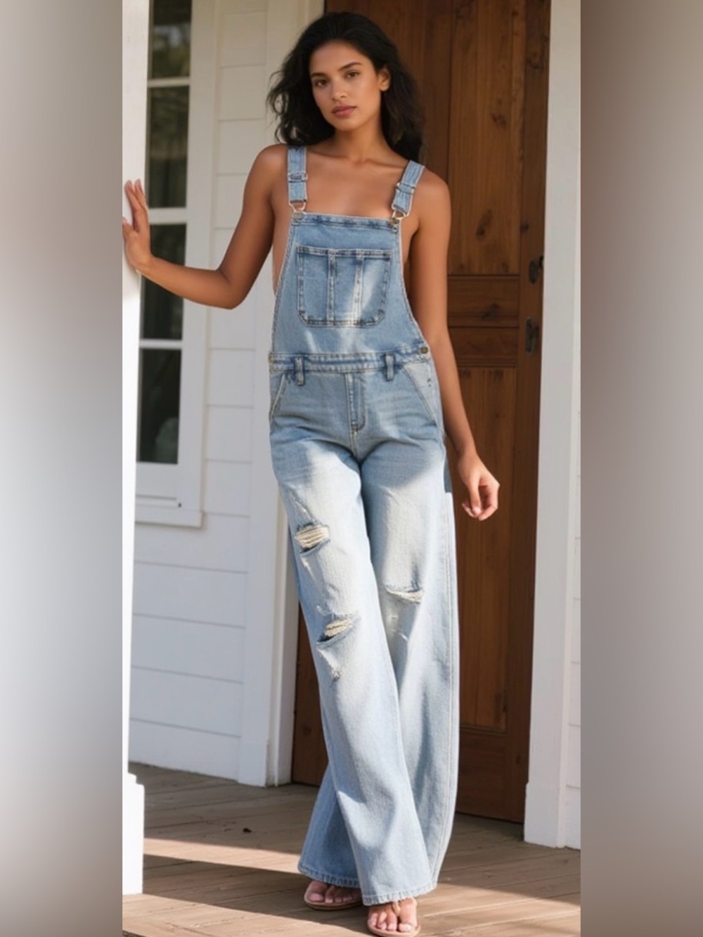 Lovesick Light Wash Denim Overalls - Light Blue